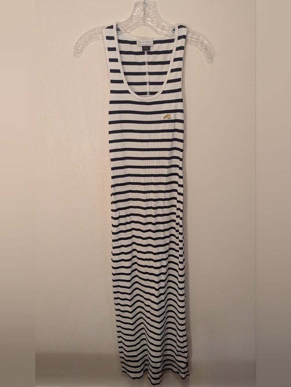 Bella Freud Sleeveless Striped Cotton-blend Maxi Dress, Black & White (SIZE XS)